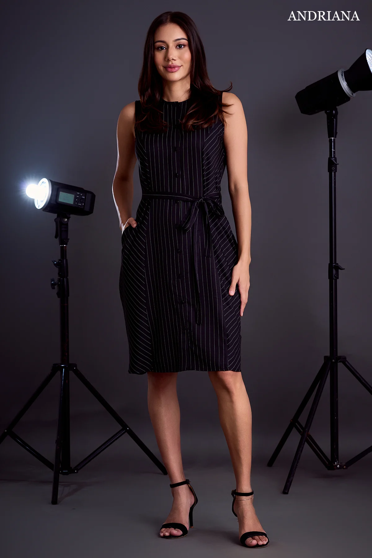 Andriana Women's Stripe Dress -  Formal Wear - Image 4