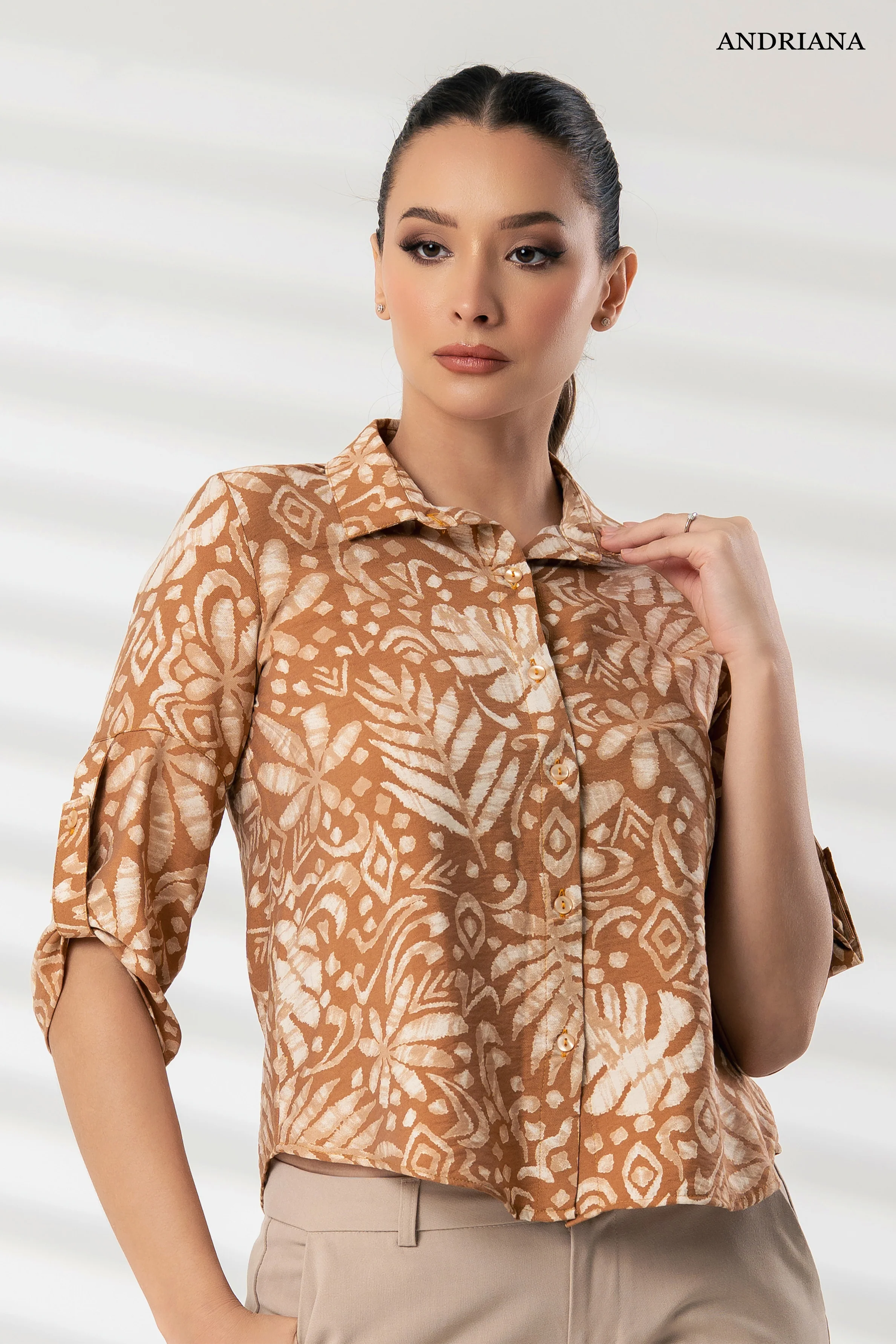 Andriana Women's Printed Blouse - Formal Wear - Image 4