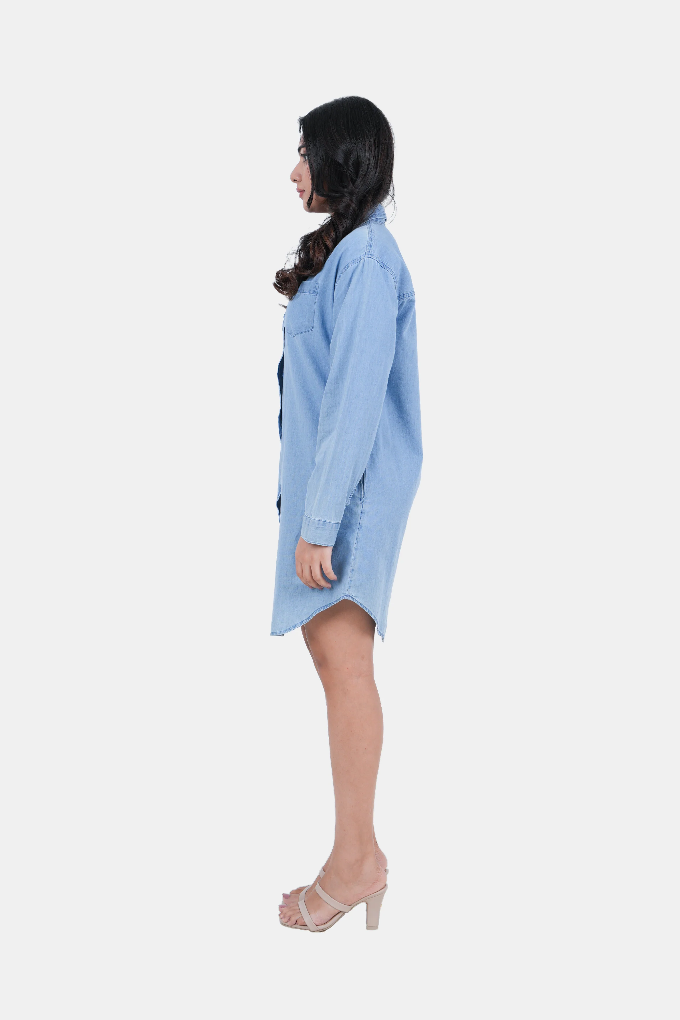 Modano Women's Denim Shirt Dress - Casual Wear - Image 6