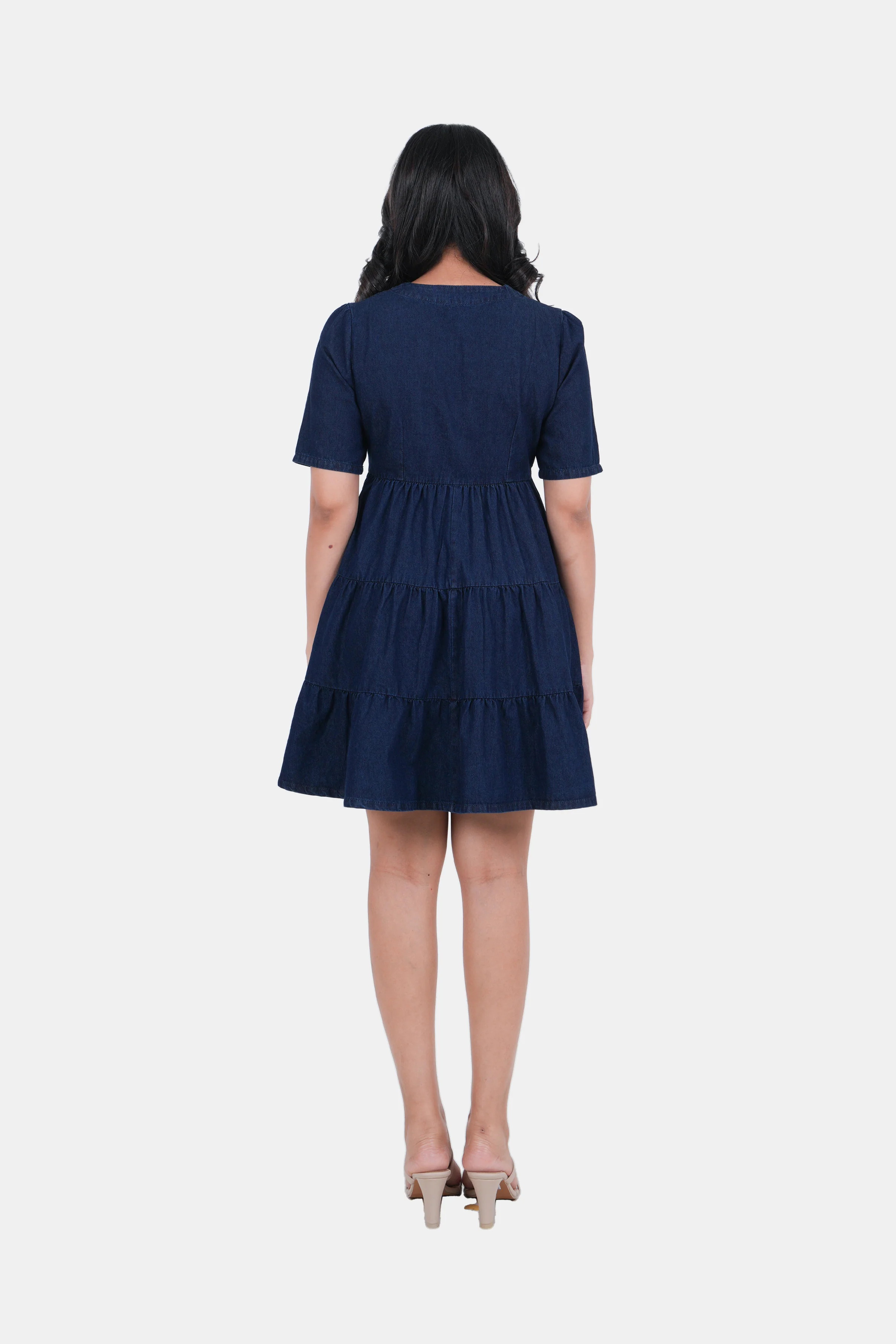 Modano Women's Denim Short Dress - Casual Wear - Image 7