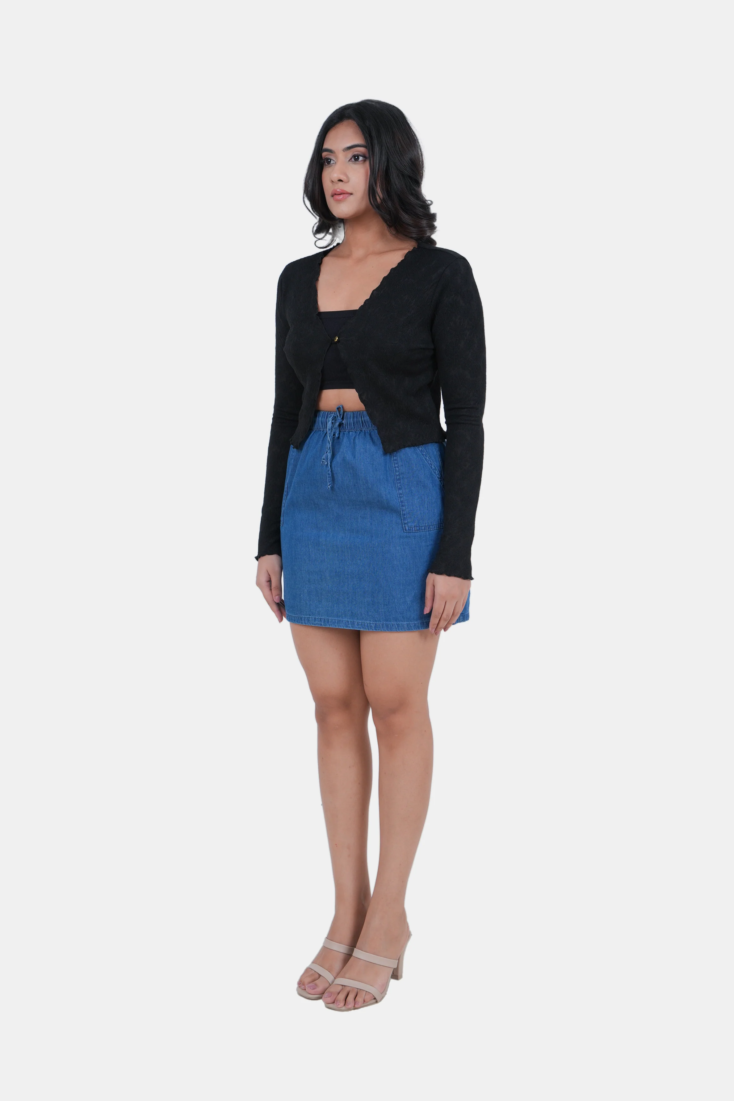 Modano Women's Denim Mini Skirt - Casual Wear - Image 4